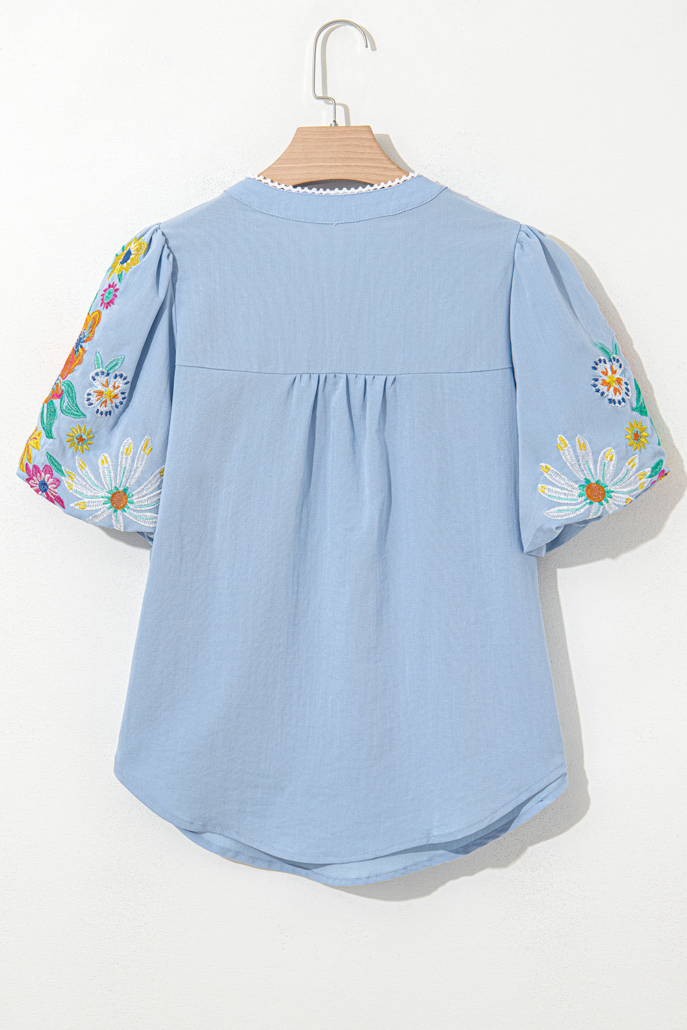 Blue Flower Embroidered Tee