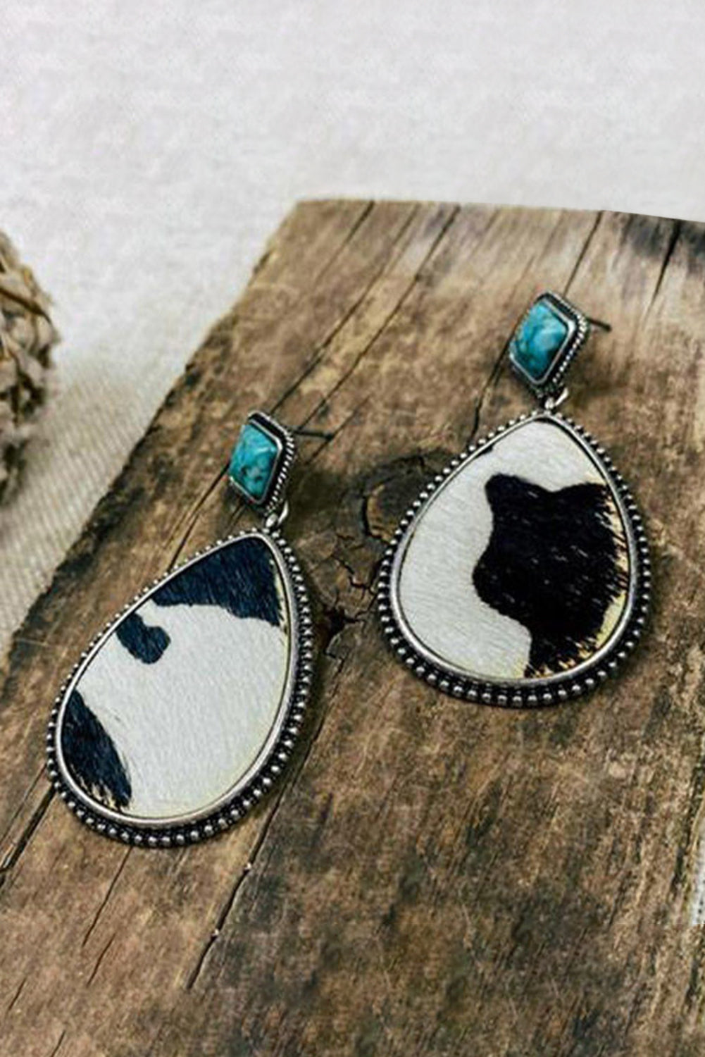 Black Stone and Turquoise Drop Earrings