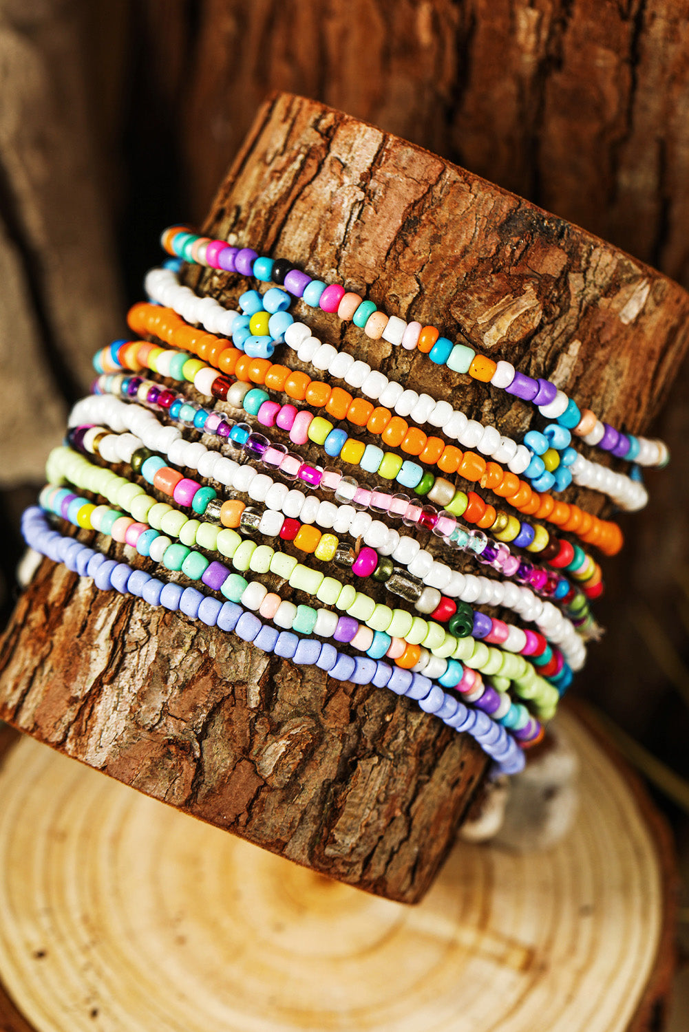 Rainbow Bead Multi Layered Anklet Set
