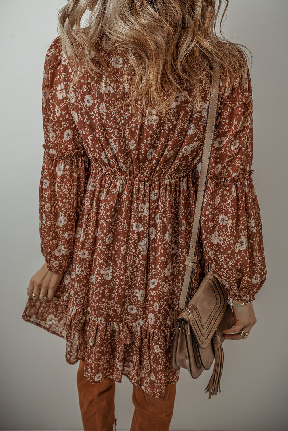 Brown Boho Mini Dress