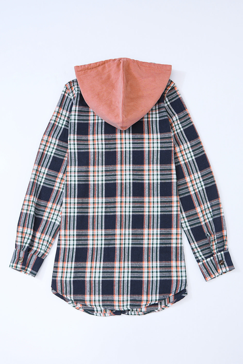 Pink Contrast Hooded Plaid Jacket