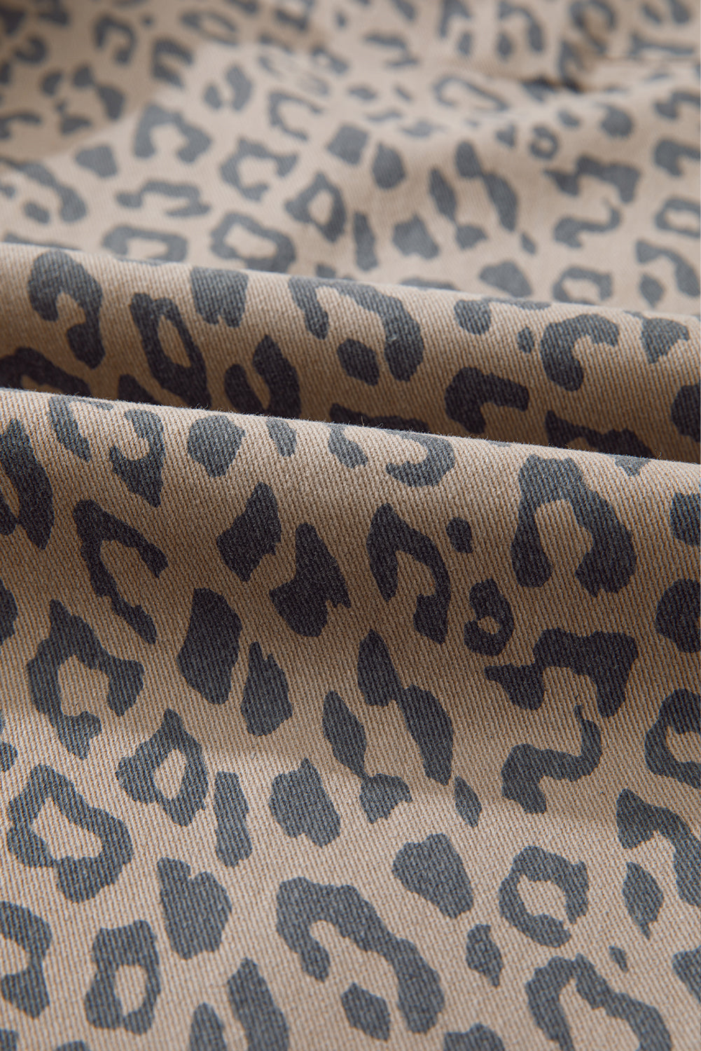 Khaki Leopard Printed Drawstring Jeans
