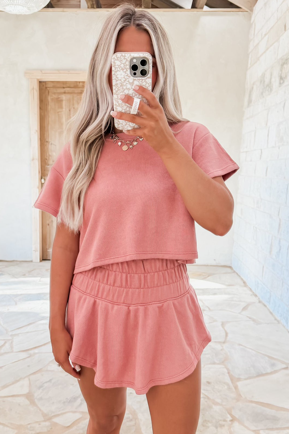 Blossom Cropped Tee and Ruffle Skort Combo