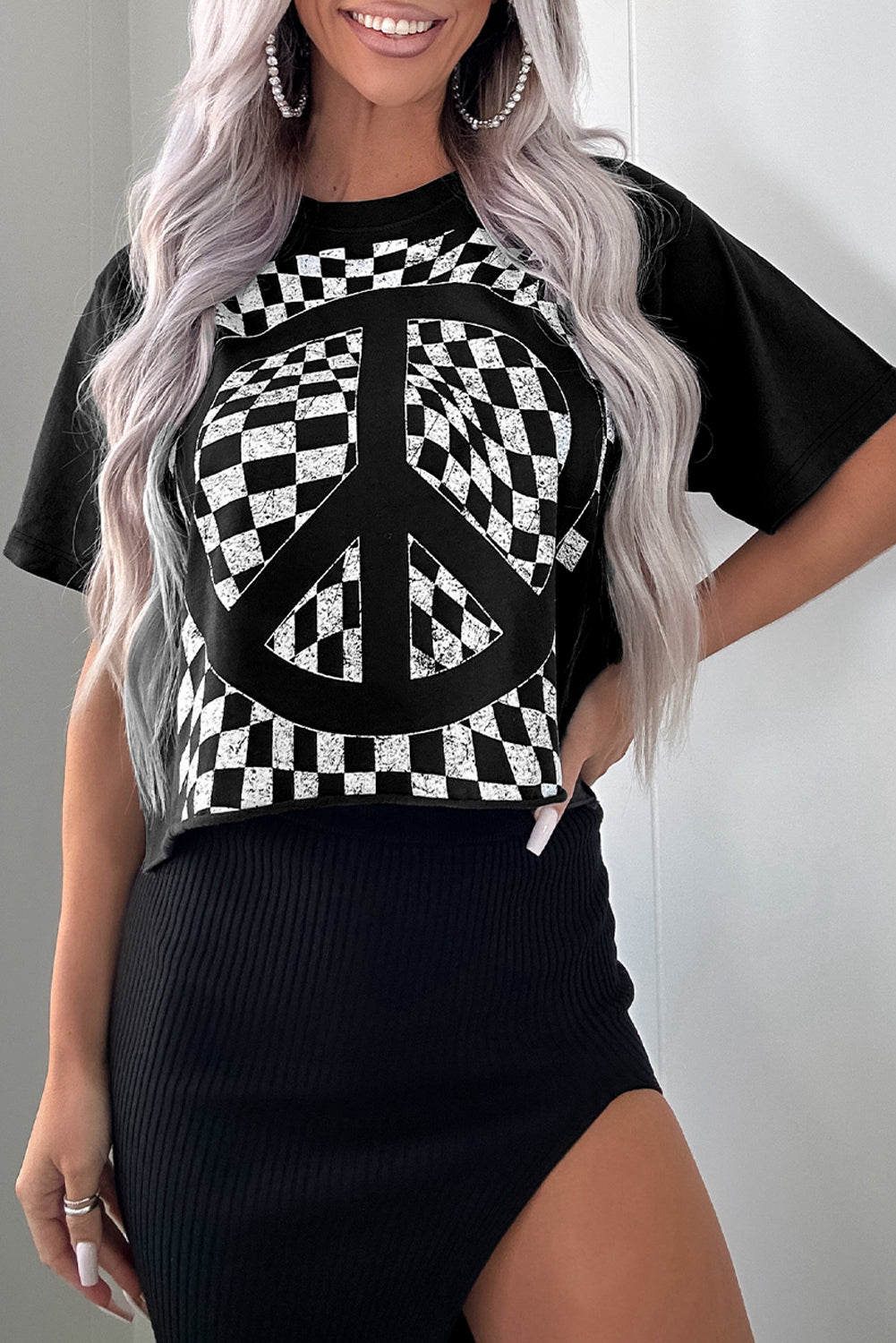 Checkered Peace Top