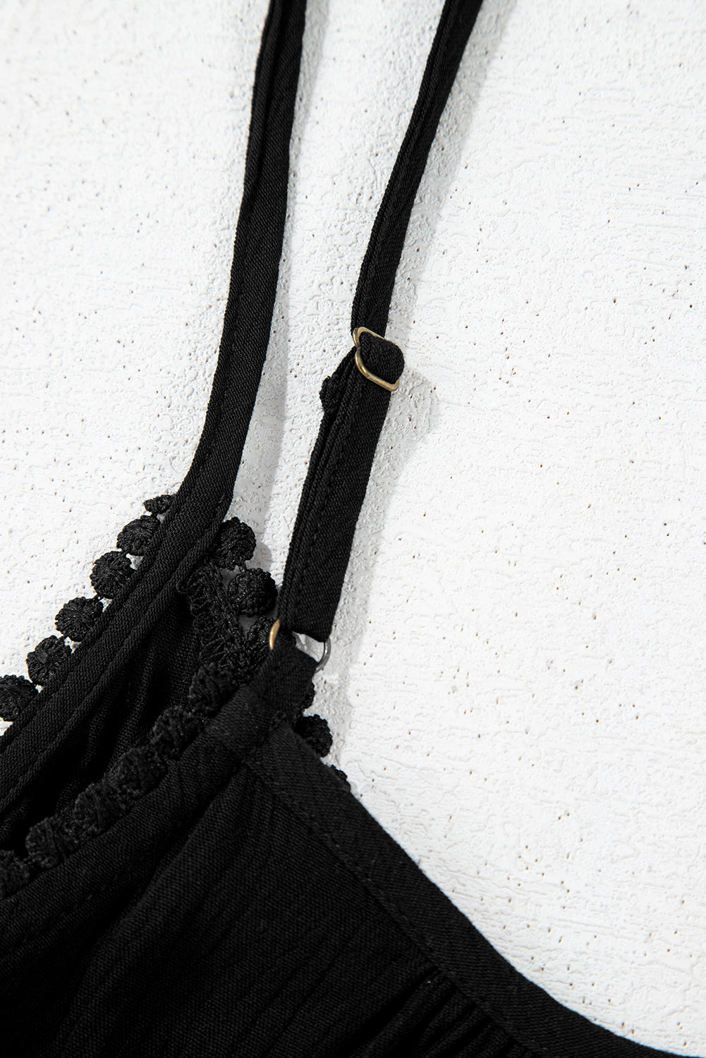 Black Embroidered Ruffled Tank