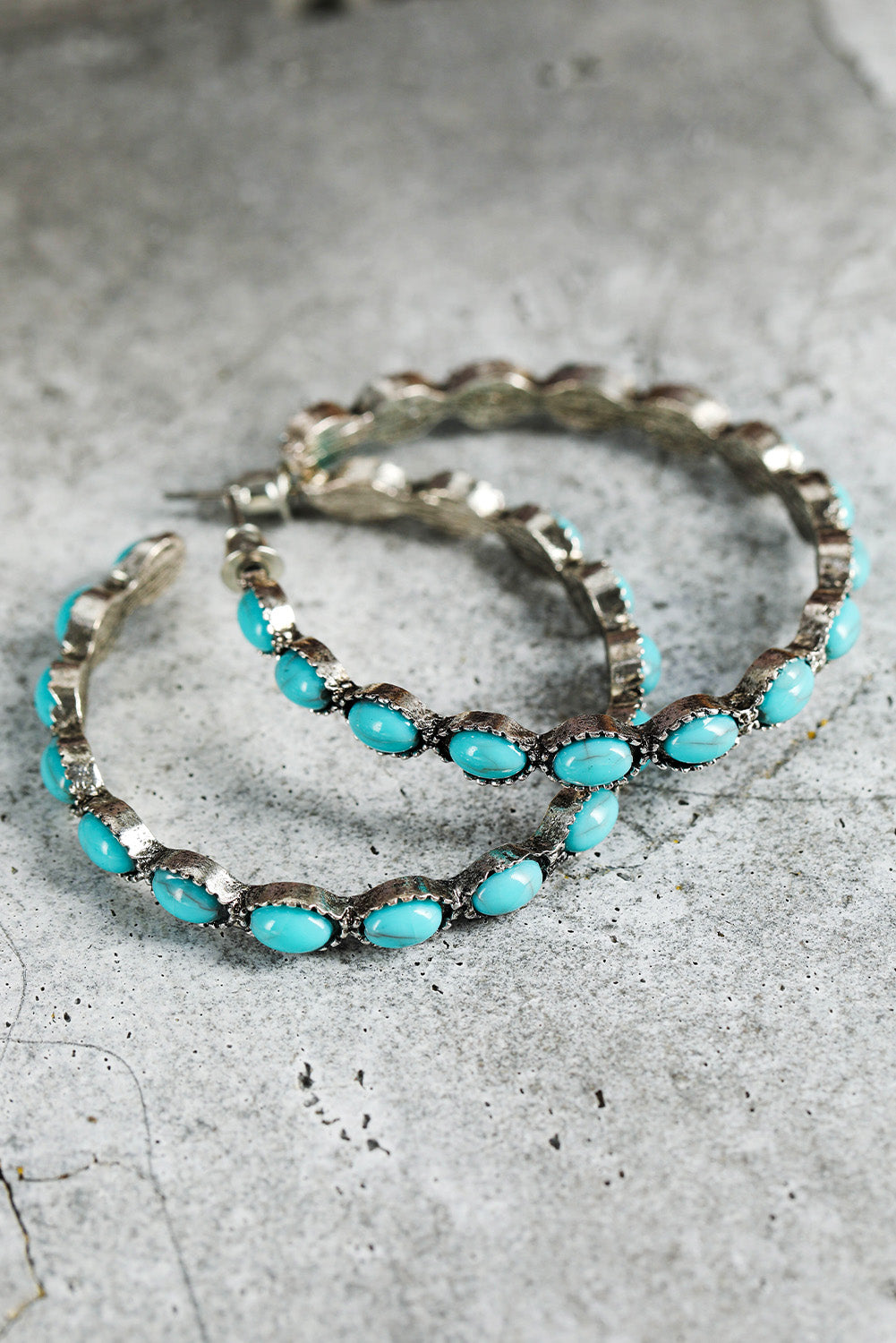 Blue Gem Inlay Earrings