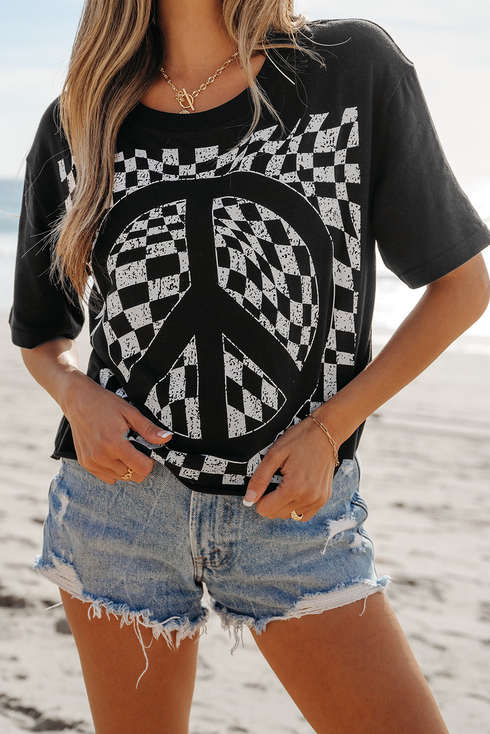 Checkered Peace Top