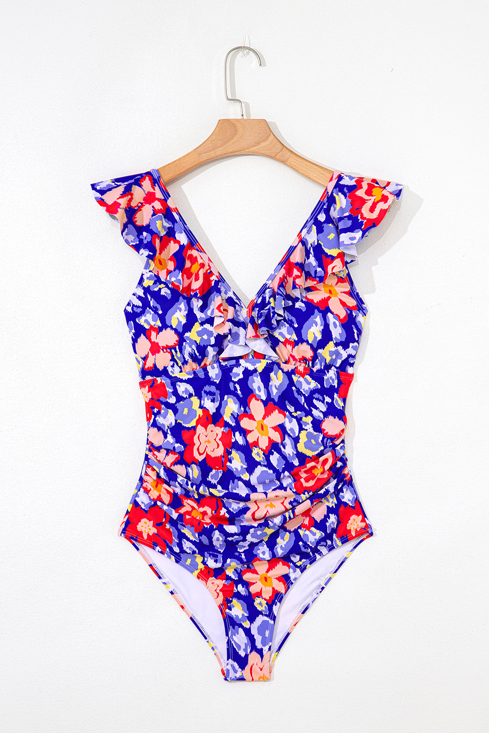 Blue Ruffle Tummy Control Swimsuit