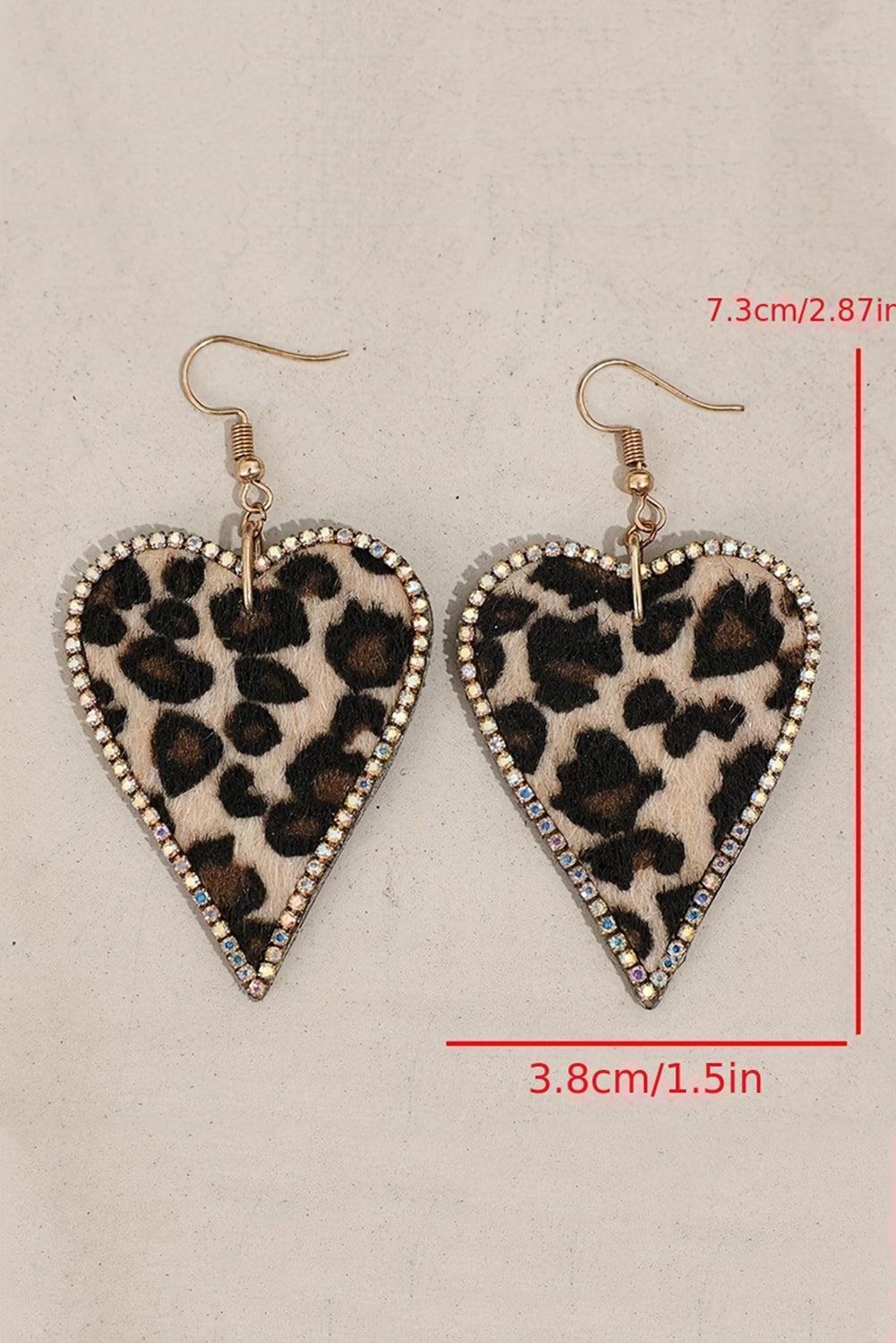 Leopard Rhinestone Heart Earrings
