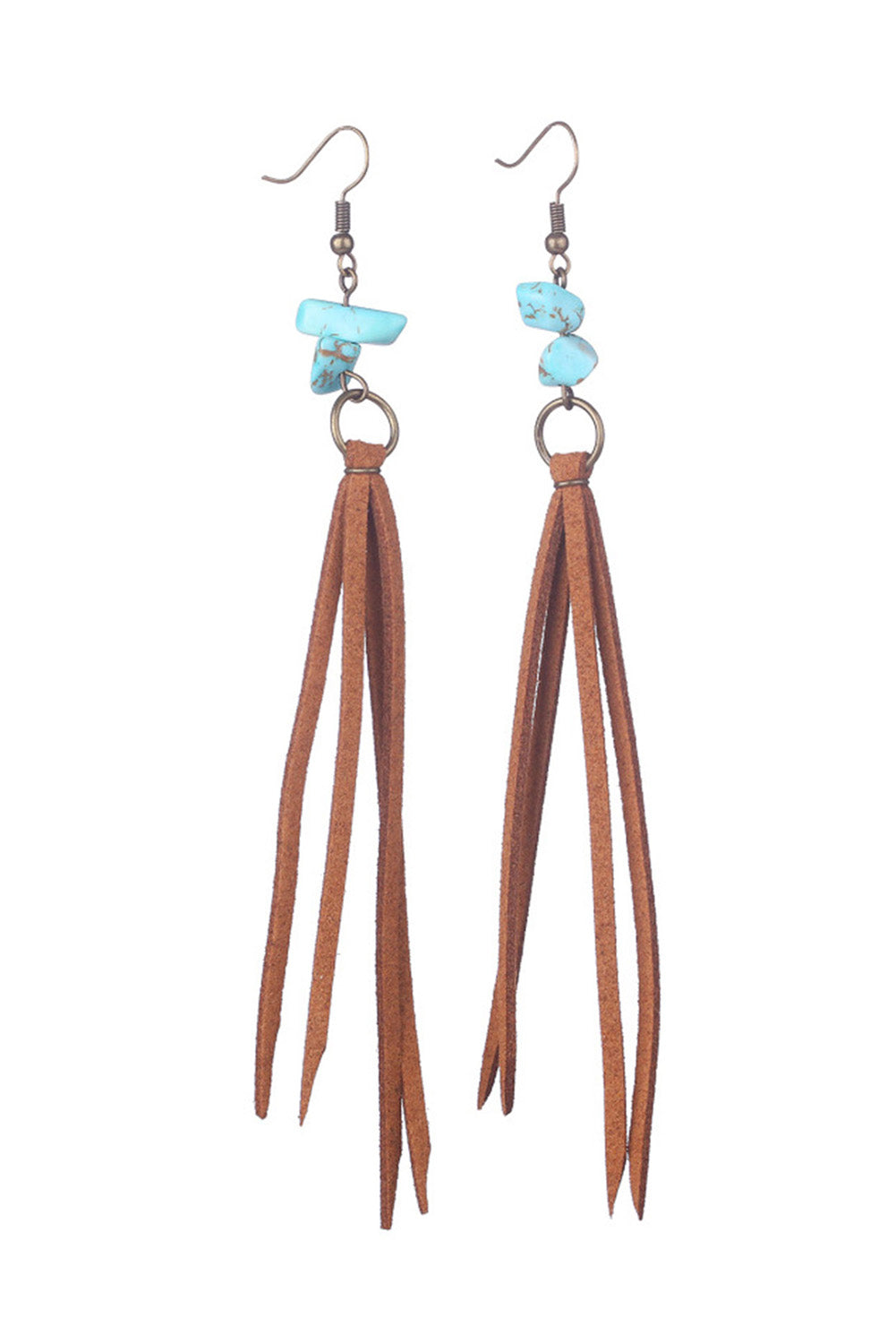 Turquiose Stone Tassel Drop Earrings