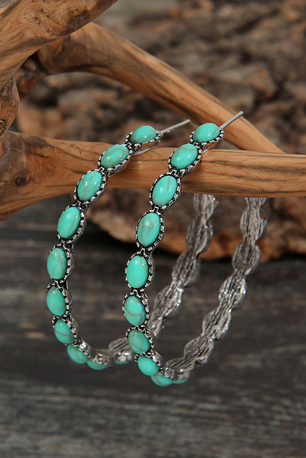 Blue Gem Inlay Earrings