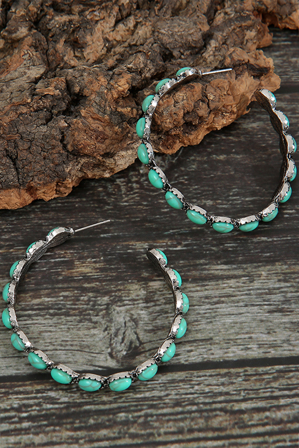Blue Gem Inlay Earrings