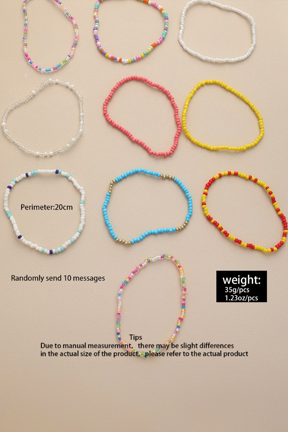 Rainbow Bead Multi Layered Anklet Set