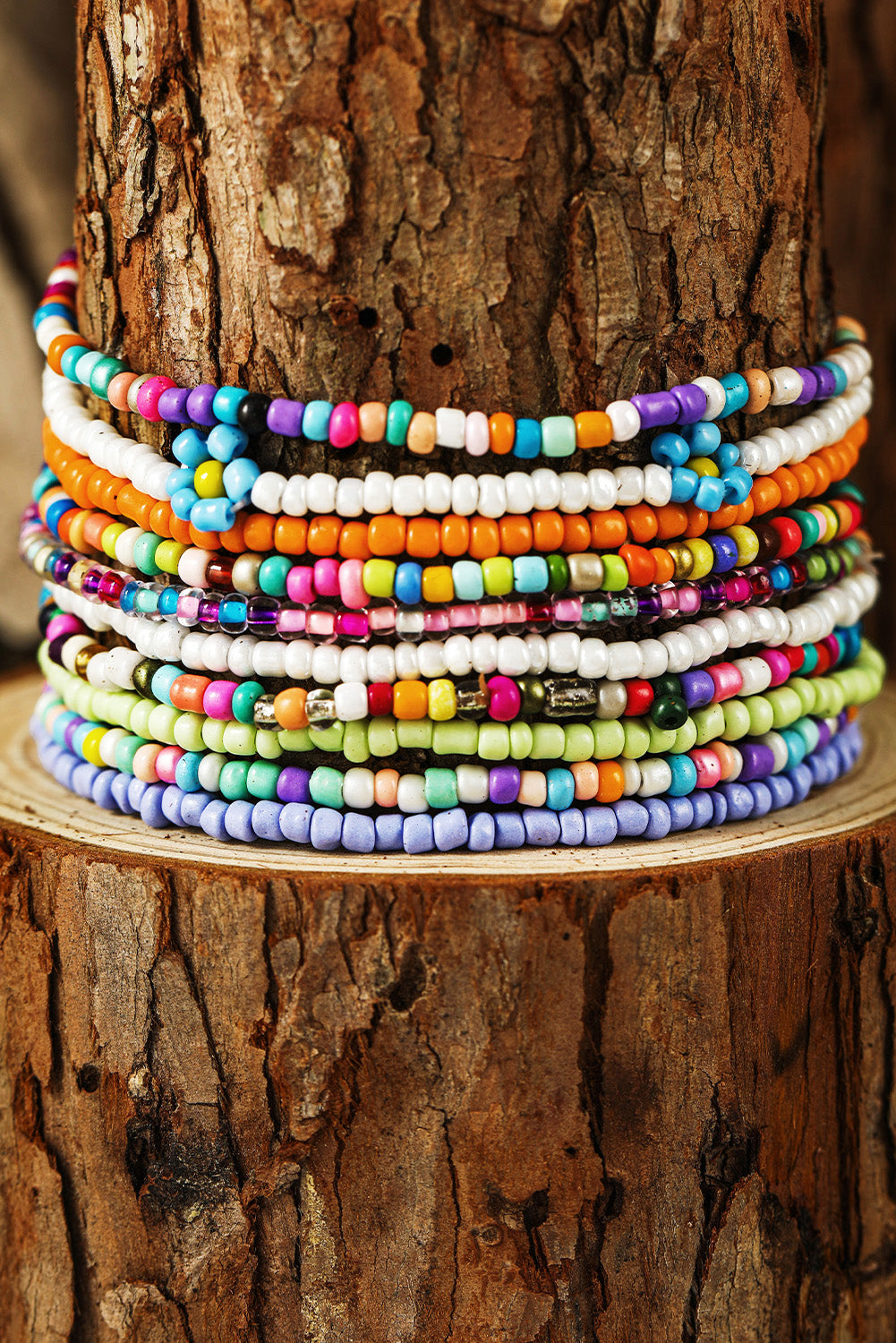 Rainbow Bead Multi Layered Anklet Set