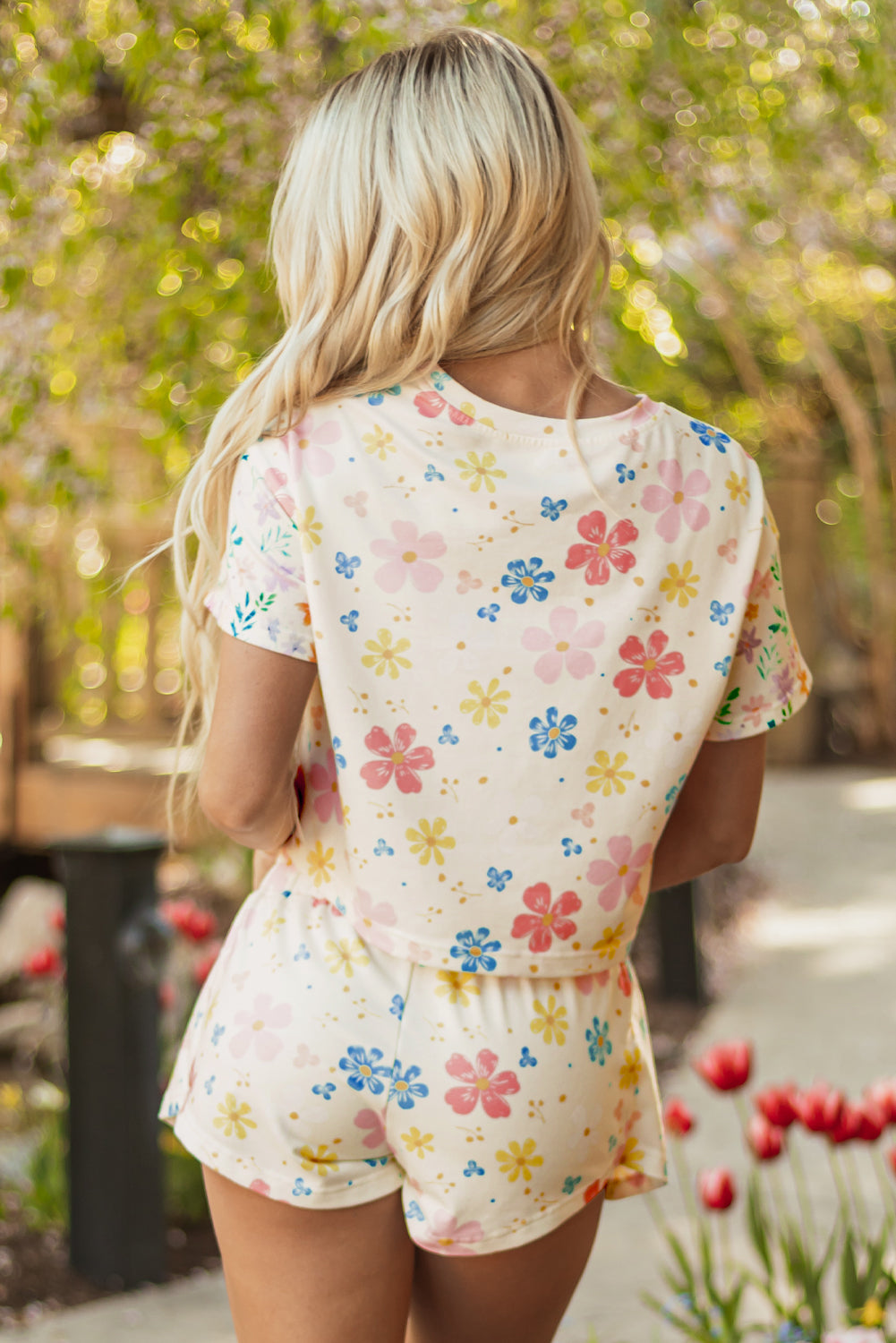 Floral Print Crop Top and Short Set