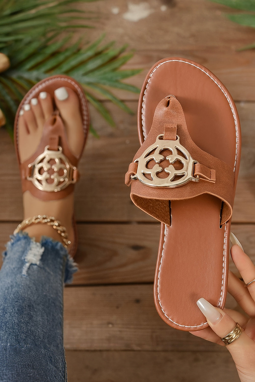 Chestnut Thong Sandals
