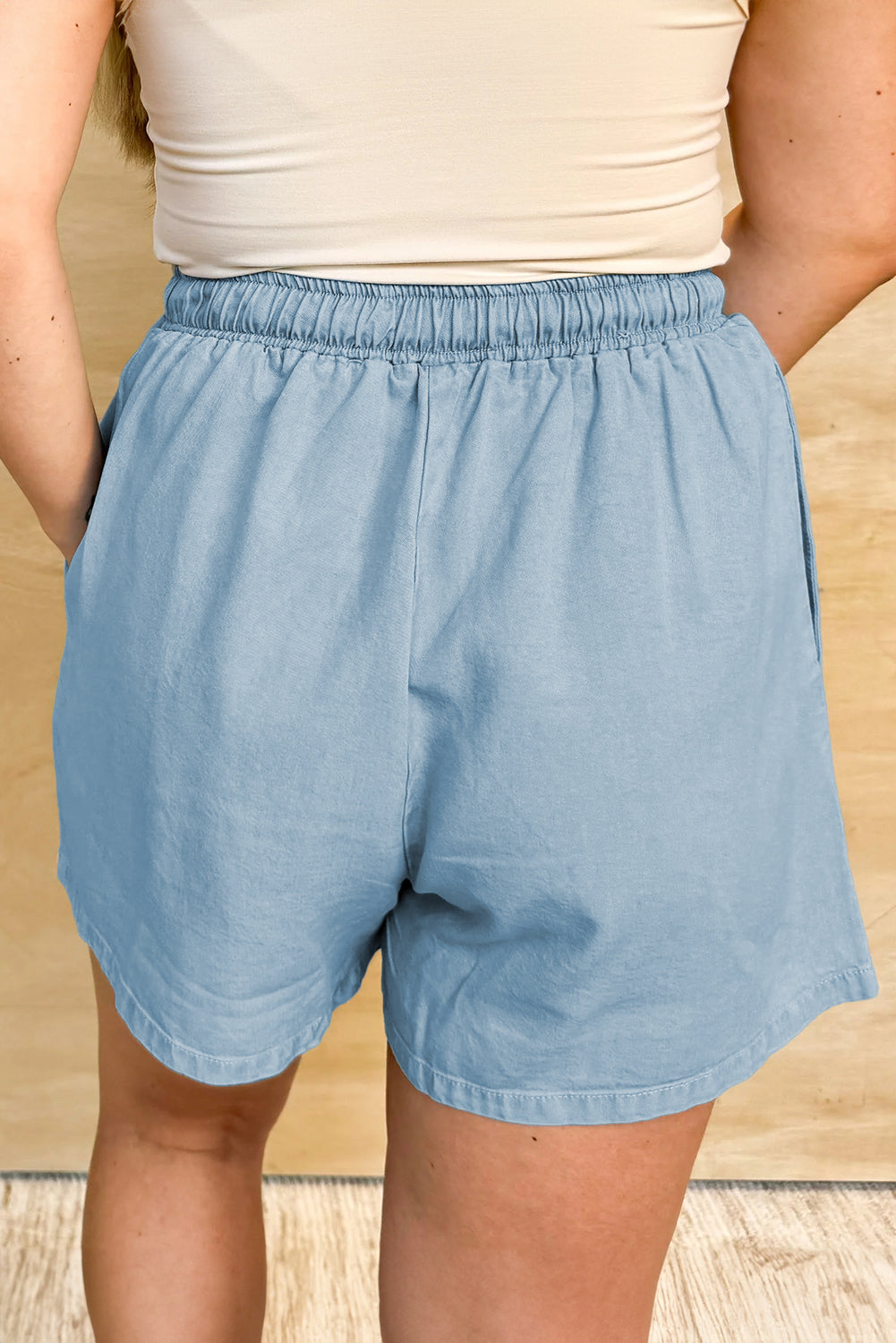 Chambray Drawstring Shorts