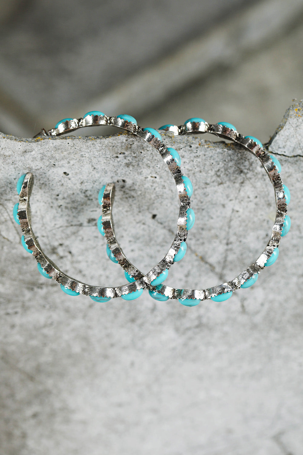 Blue Gem Inlay Earrings