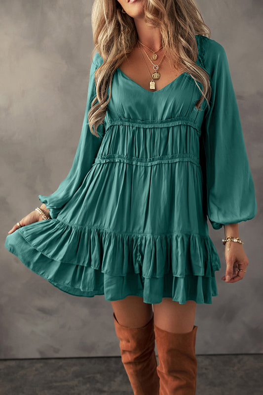 Mist Green Tiered Loose Fit Dress