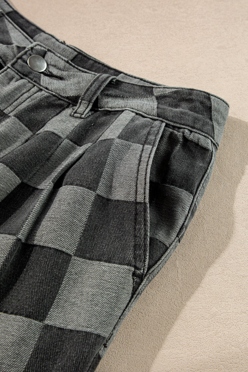 Dark Grey Checkered Denim Jeans