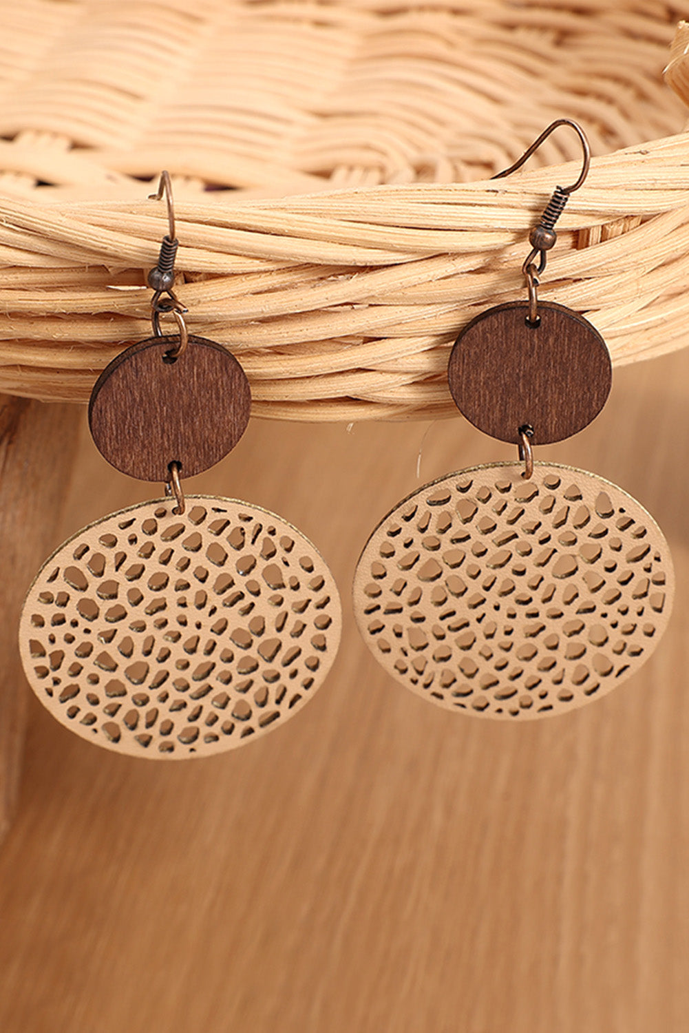 Wooden Round Earrings
