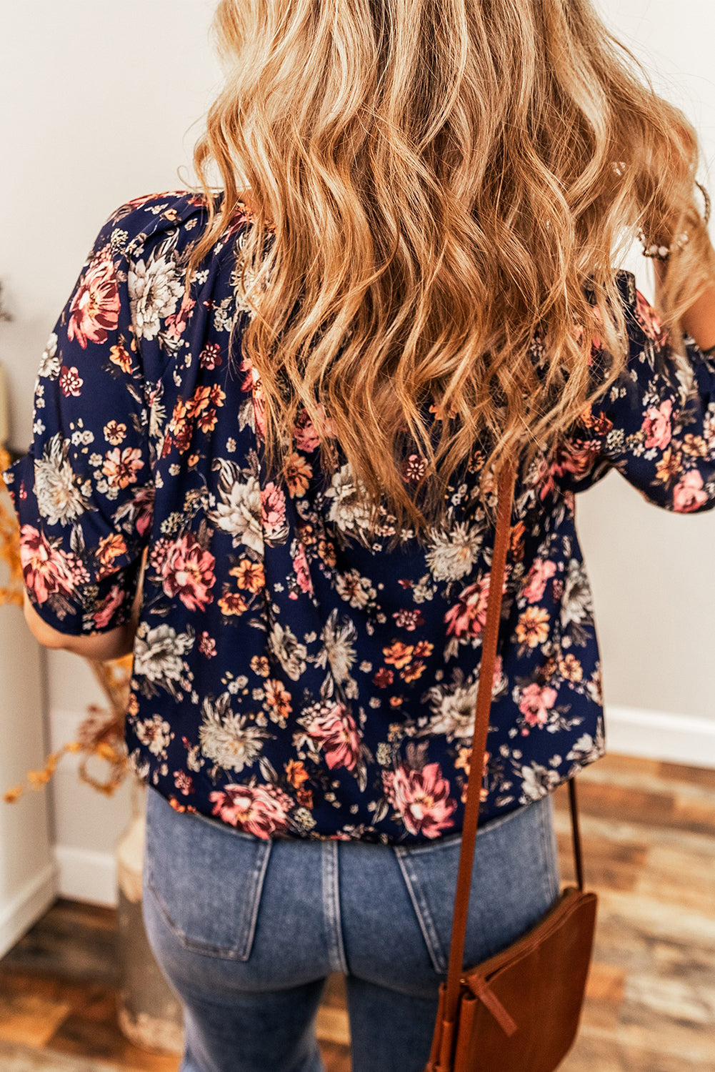 Floral Short Sleeve Casual Blouse