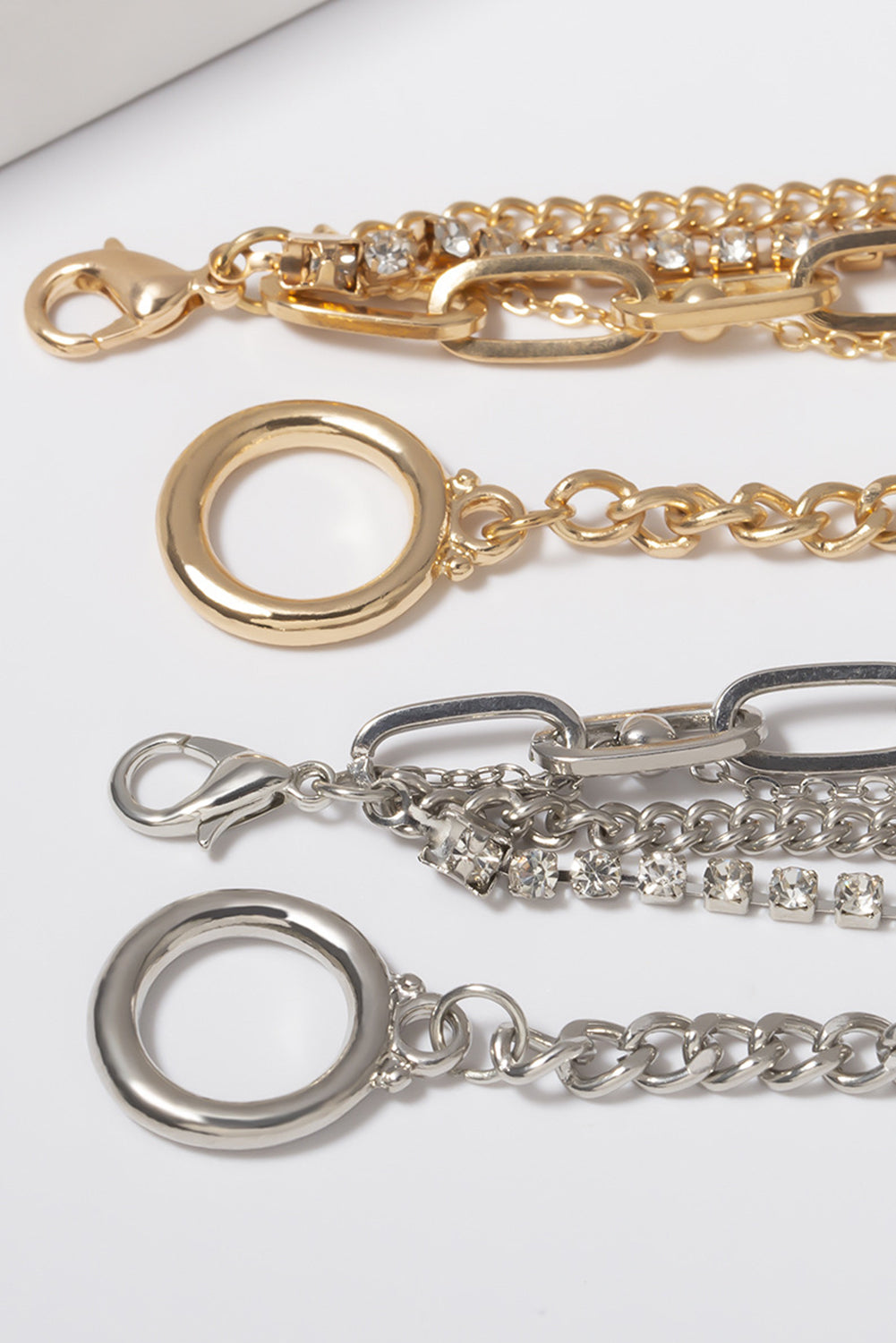 Rhinestone Gold Plated Chain Bracelet Set