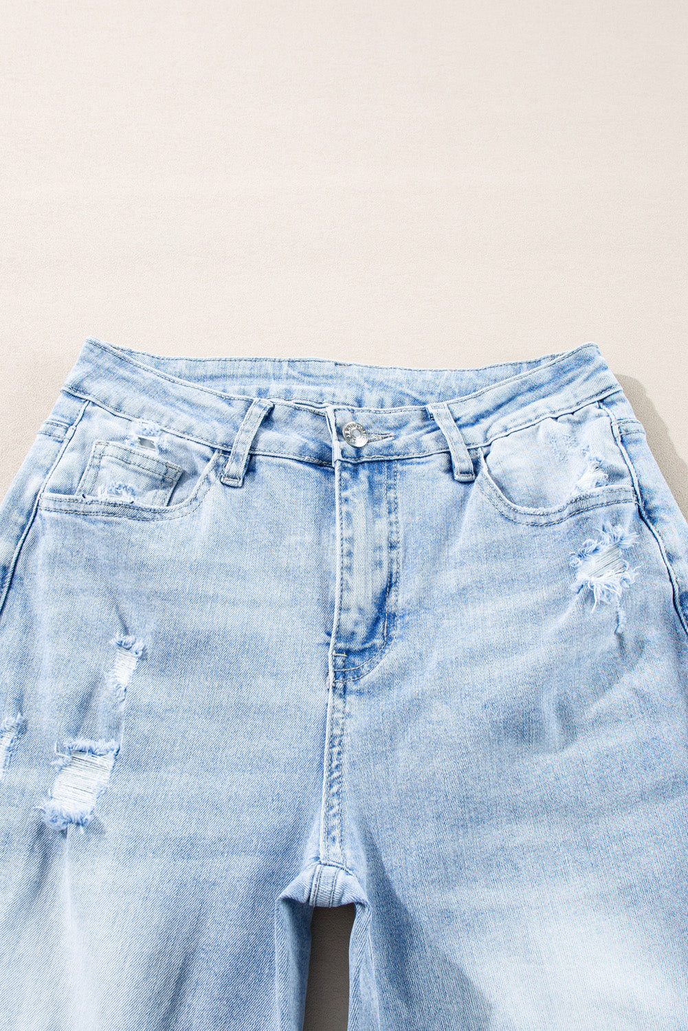 Beau Blue Distressed Straight Jeans
