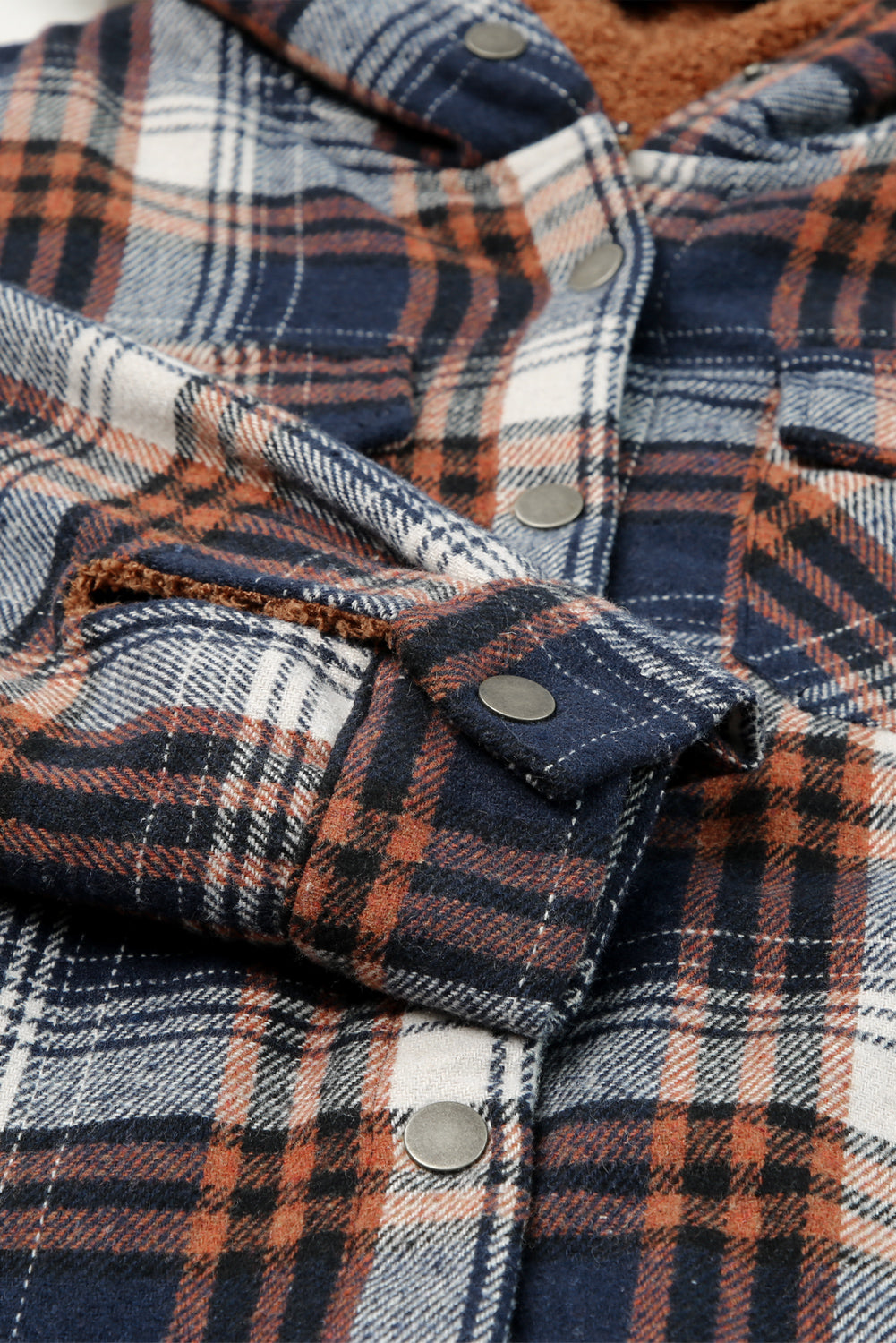 Plaid Sherpa Lined Hooded Jacket