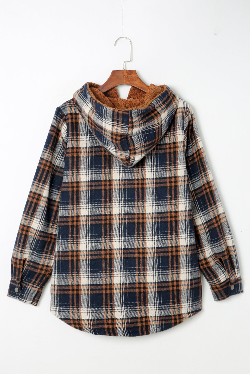 Plaid Sherpa Lined Hooded Jacket