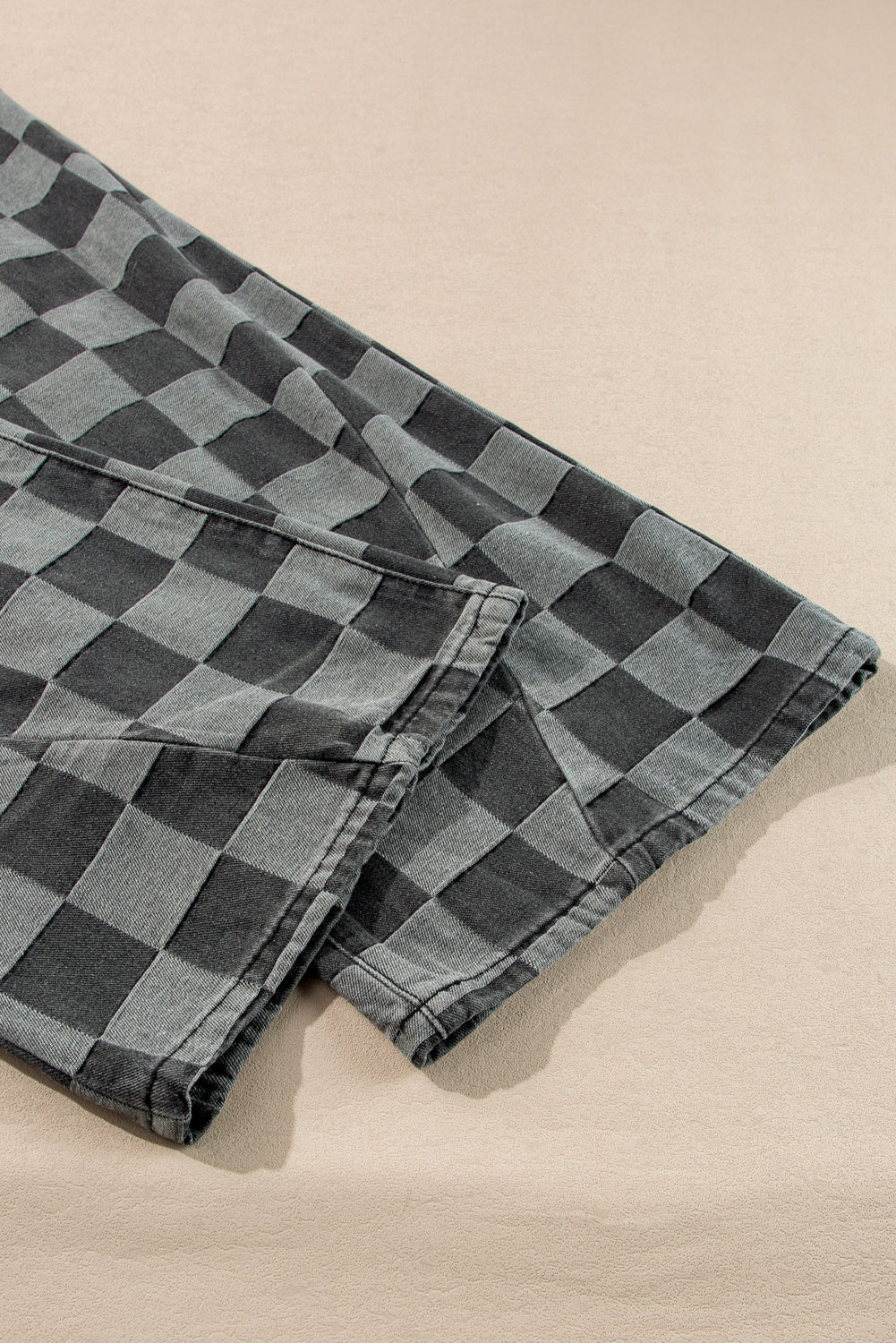 Dark Grey Checkered Denim Jeans