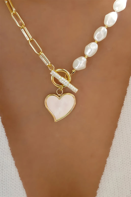 Heart Pendant Pearl Necklace