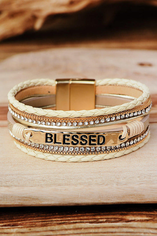BLESSED Rhinestone Braided Bracelet