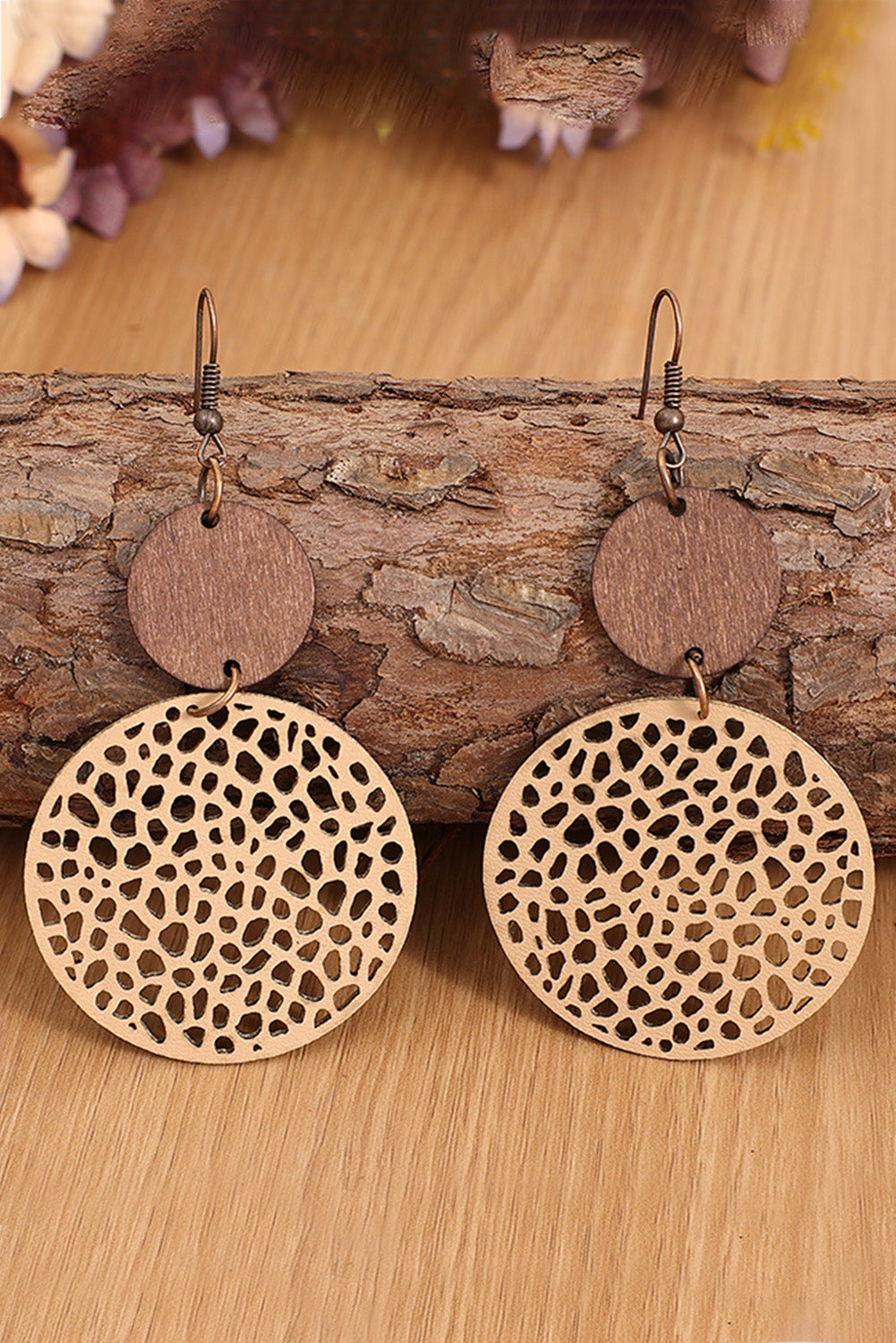 Wooden Round Earrings