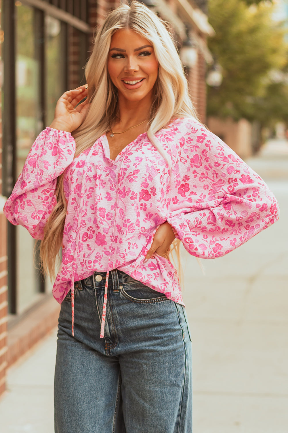 Pink Floral Loose Fit Top