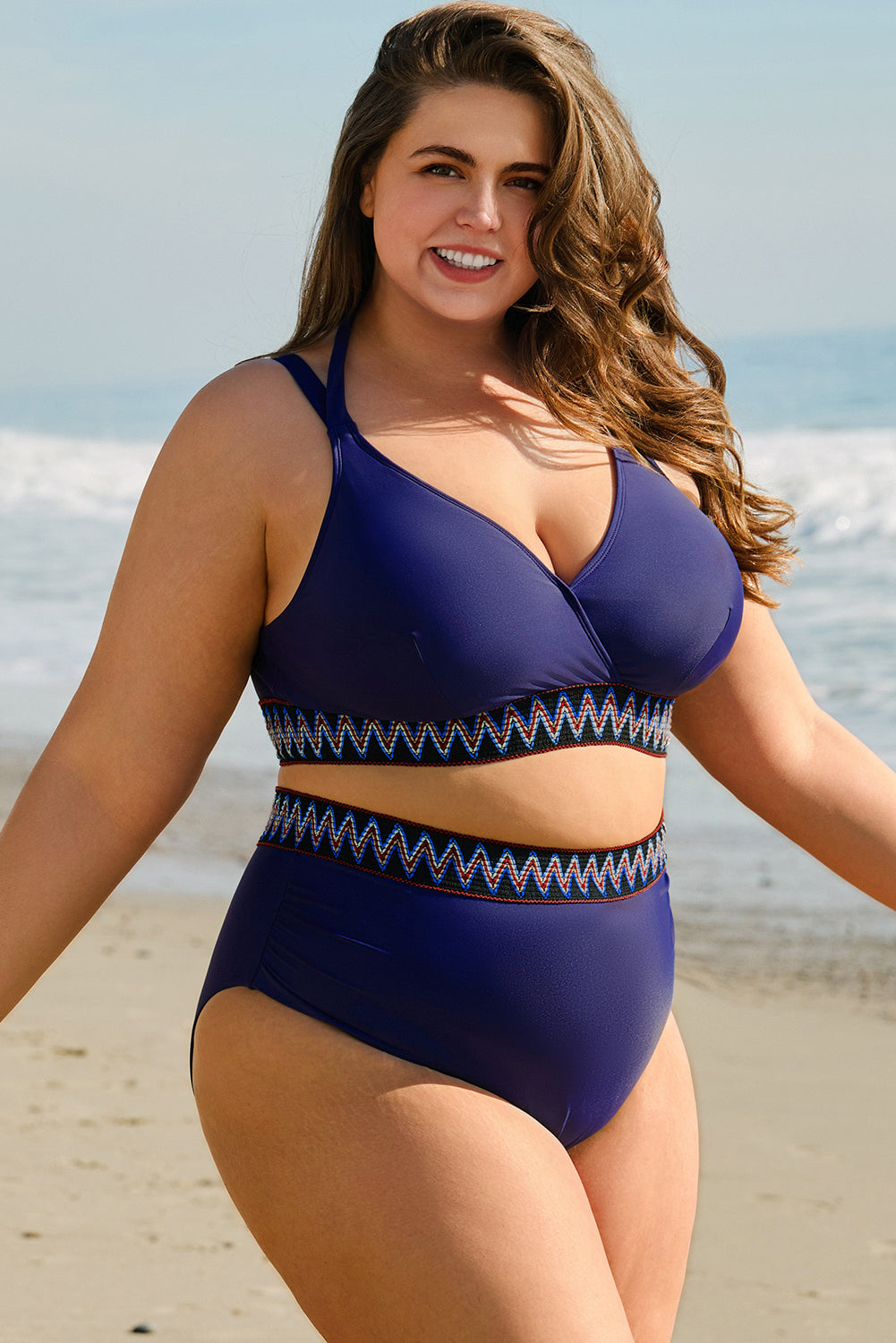 Navy Blue Embroidered Bikini