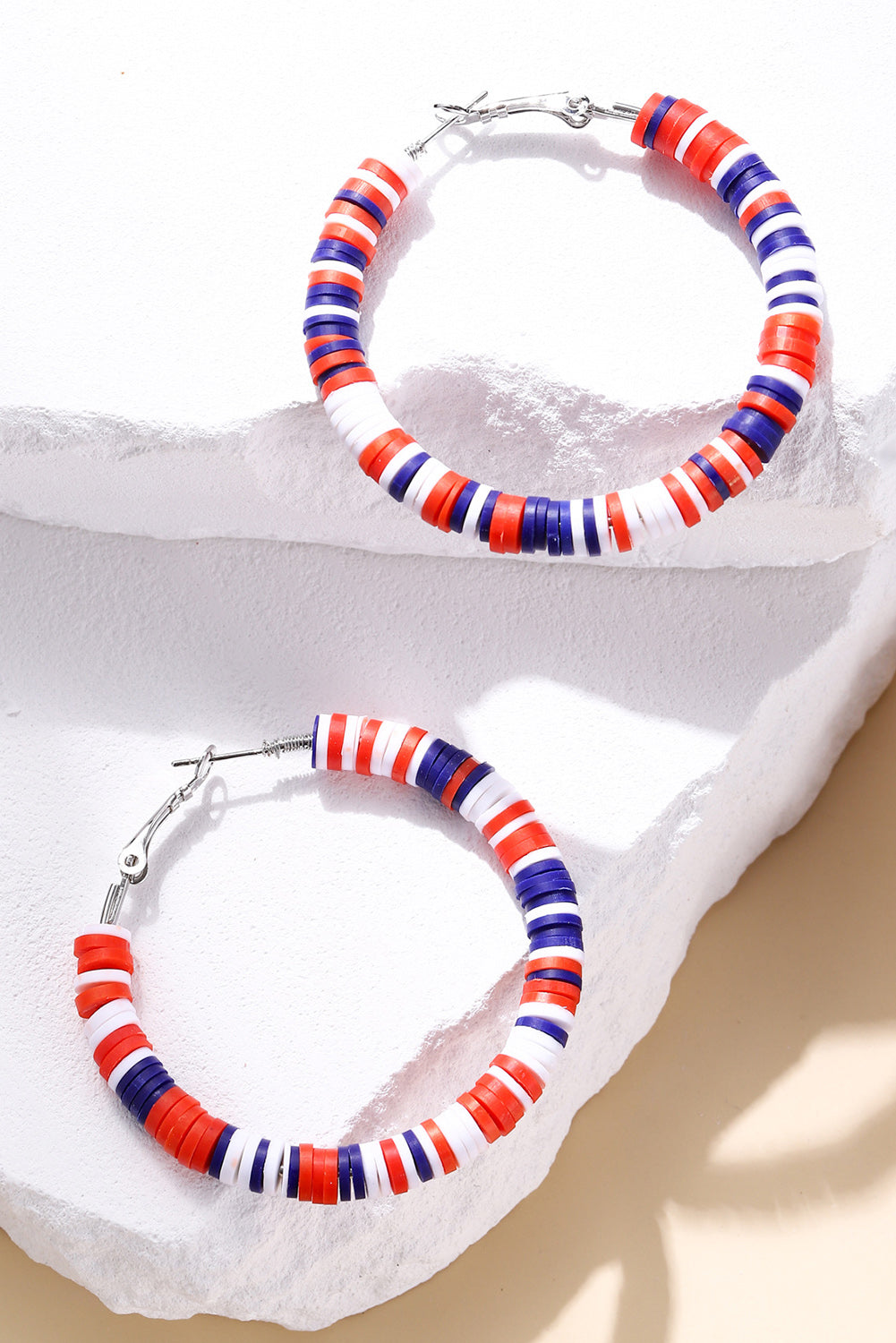 Patriotic Bead Hoop Earrings