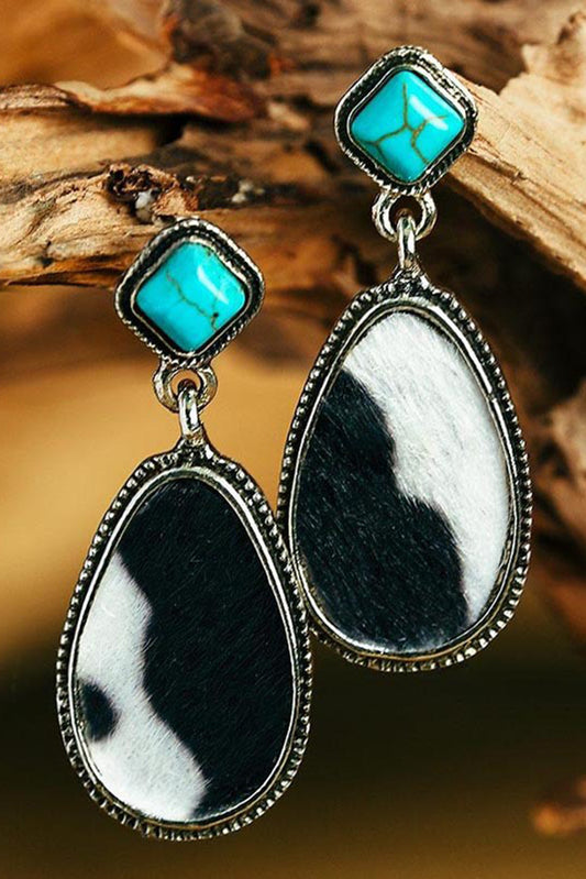 Black Stone and Turquoise Drop Earrings