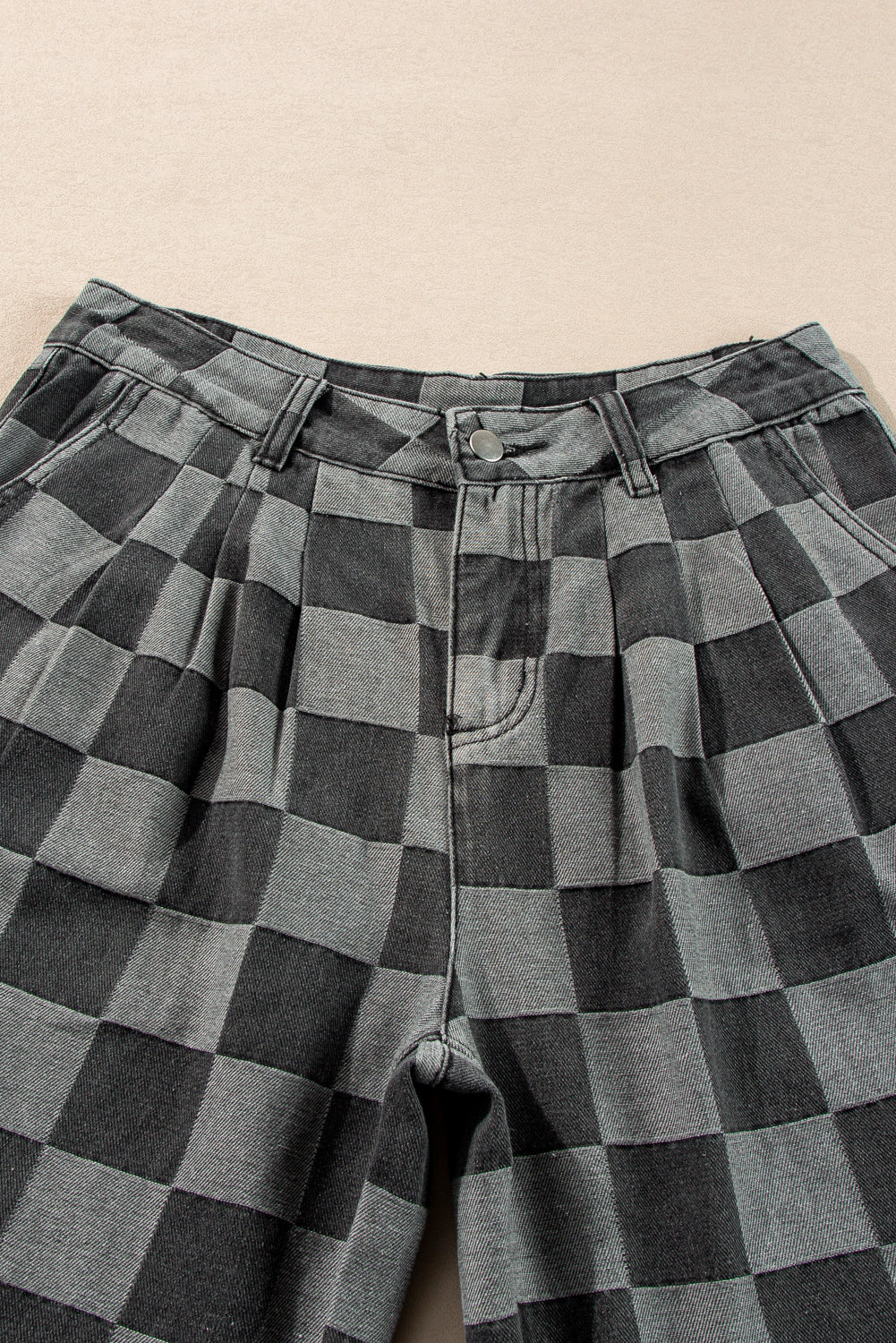 Dark Grey Checkered Denim Jeans