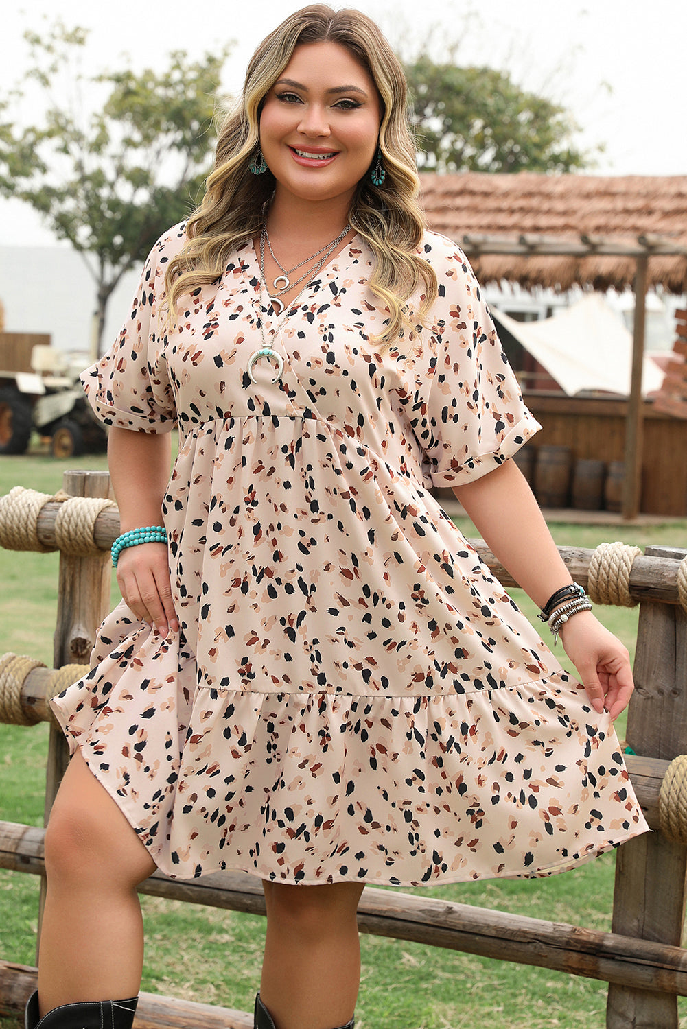 Beige County Chic Dress