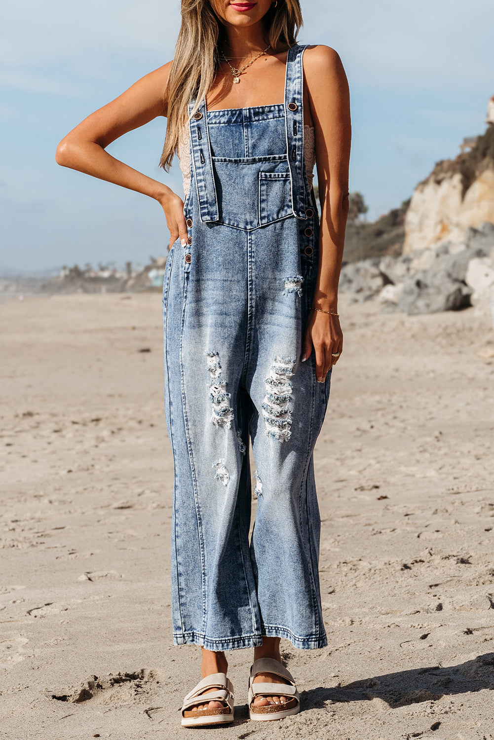 Stone Blue Denim Overall