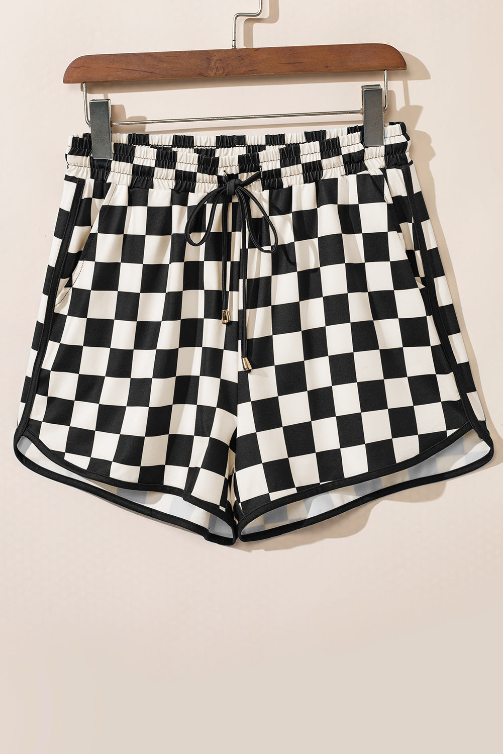 Black Checkered Casual Shorts