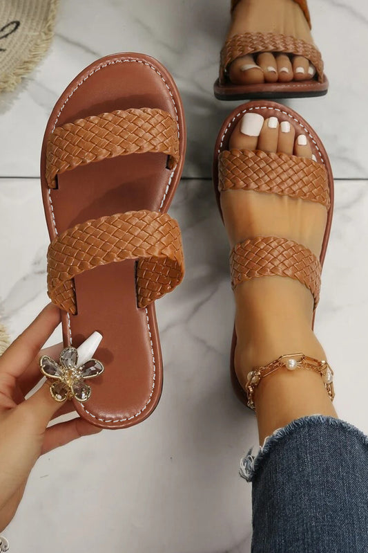 Chestnut Braided Double Band Sandals