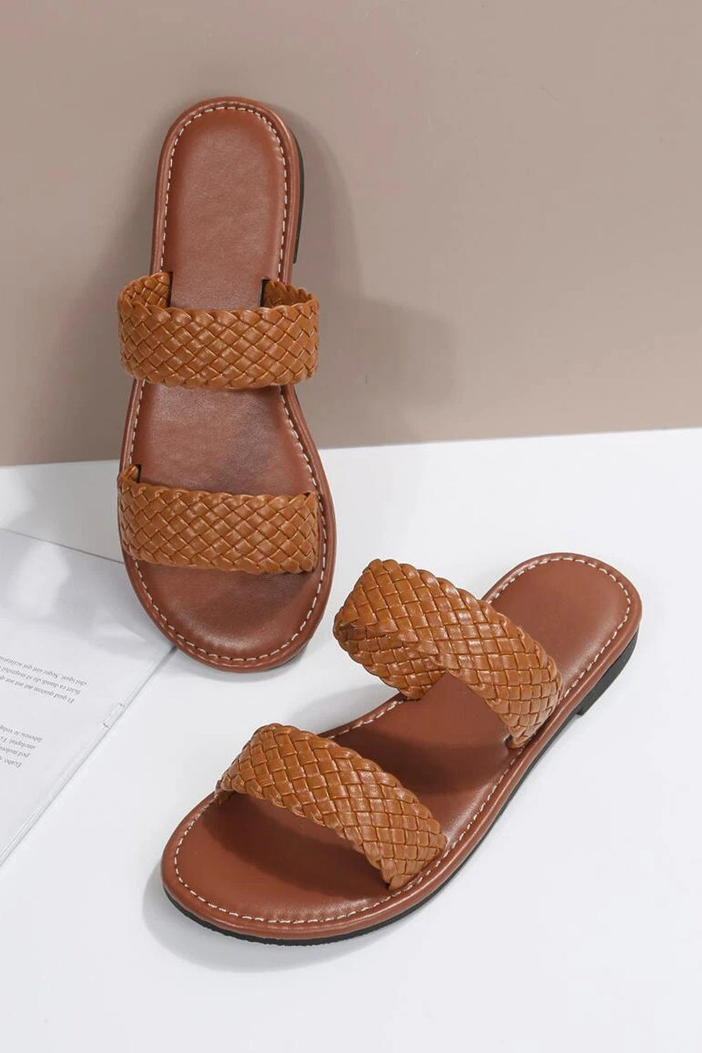 Chestnut Braided Double Band Sandals