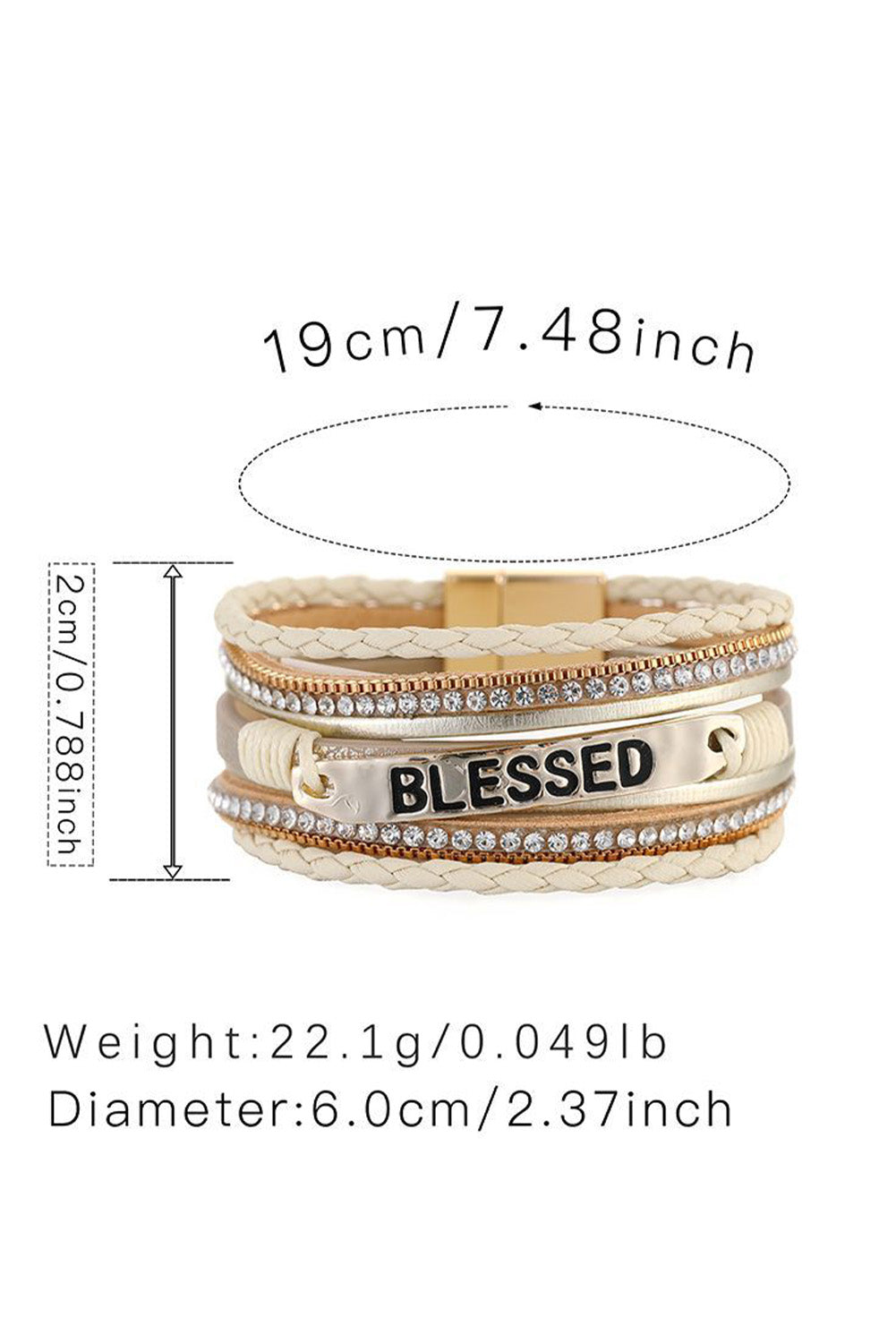 BLESSED Rhinestone Braided Bracelet