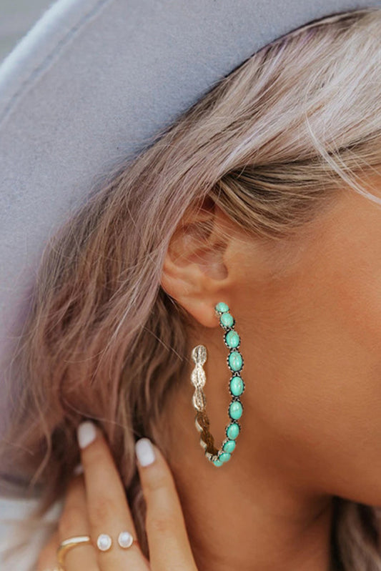 Blue Gem Inlay Earrings