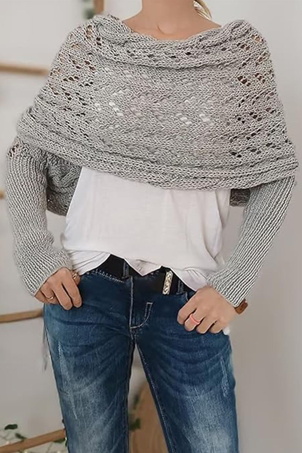 Knit Scarf with Sleeves