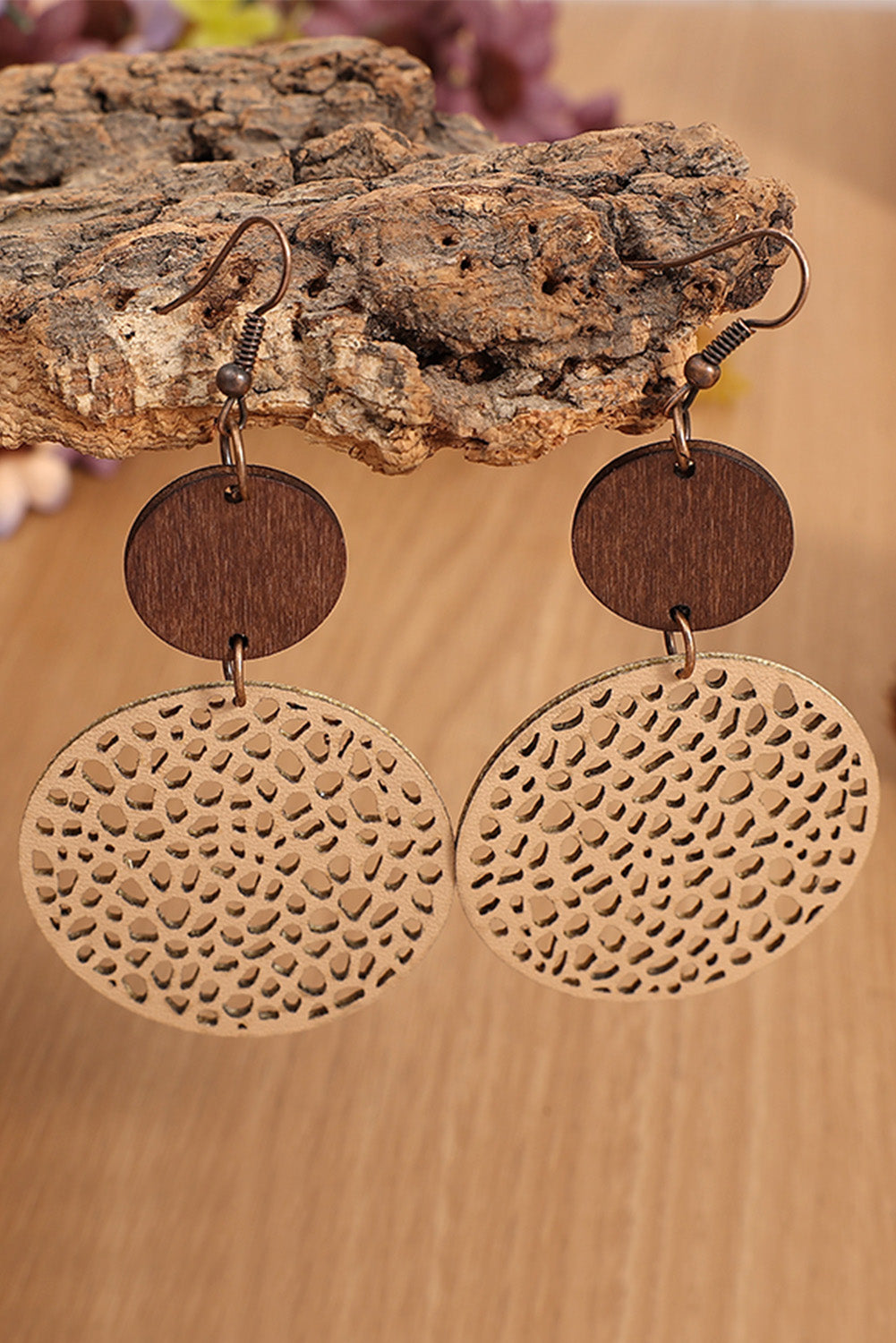 Wooden Round Earrings