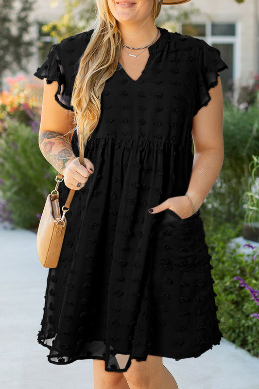 Black Dotty Ruffled Dress
