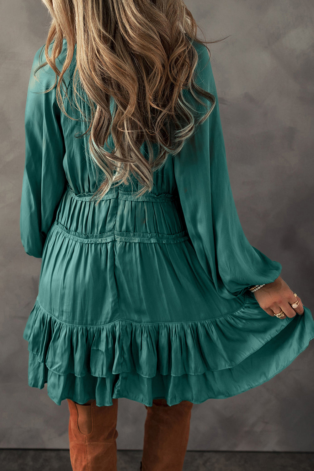Mist Green Tiered Loose Fit Dress